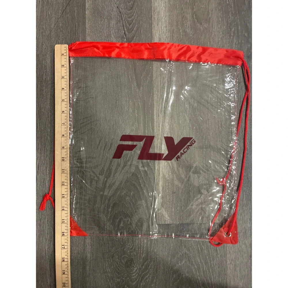 Fly Racing Clear Drawstring Backpack Red Trim Stadium Approved Cinch Bag PVC - Picture 5 of 5